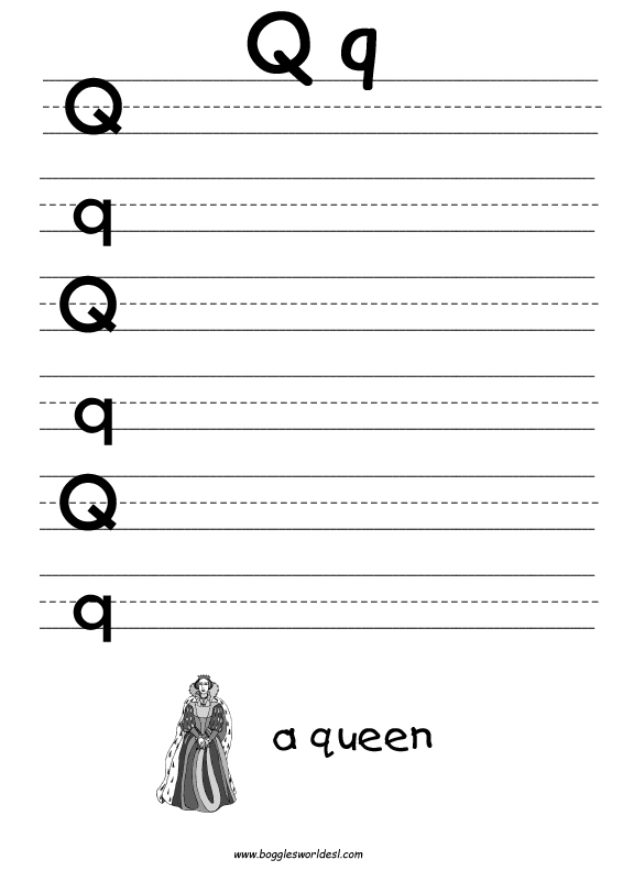 Letter Q Tracing Worksheets