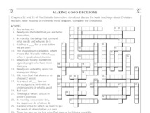 Making Good Decisions Crossword Puzzle