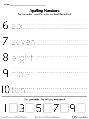 Number Words Writing Worksheets 6 10