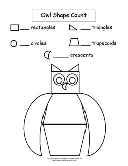 Owl Preschool Math Worksheet