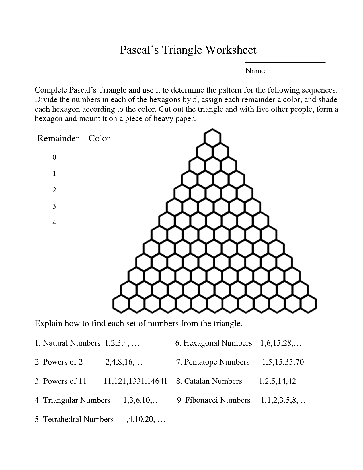 7 Pascal s Triangle Worksheet Worksheeto