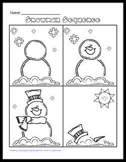 Preschool Snowman Sequencing Worksheet