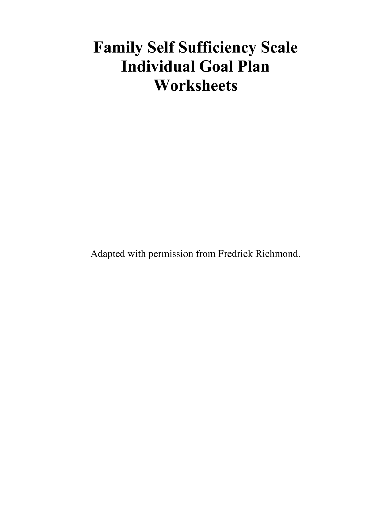 Self Care Plan Goal Worksheets