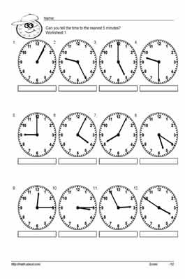 Telling Time Worksheets