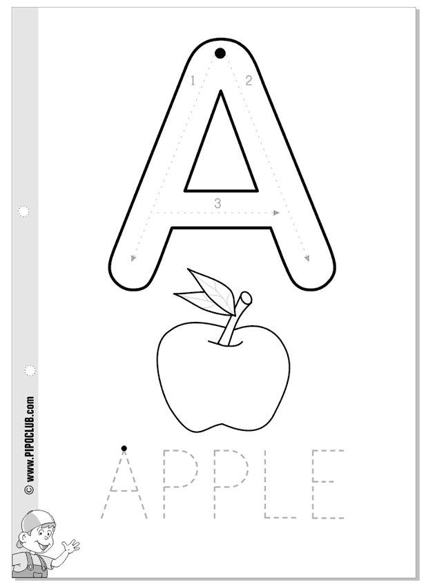 Tracing Apple Coloring Page