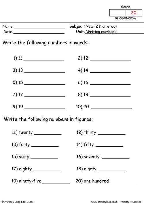 Cardinal Numbers Elementary Worksheet D17