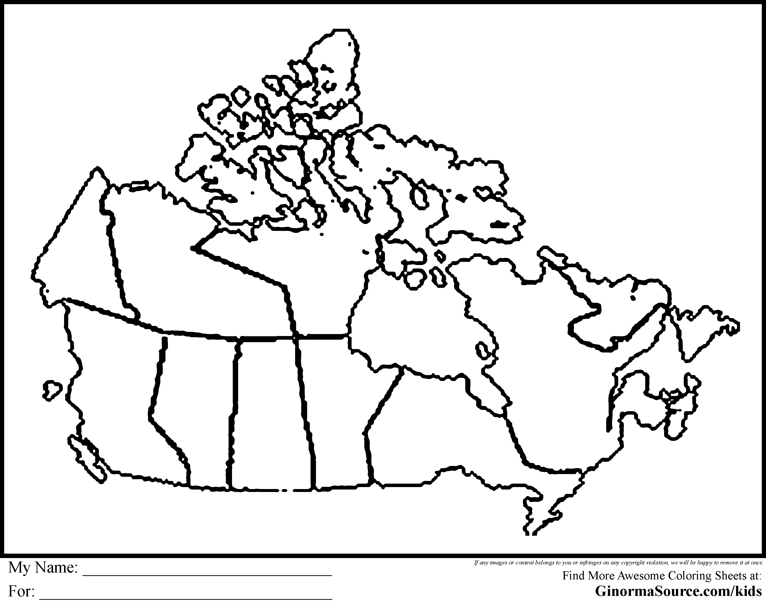Canada Map Coloring Page Printable
