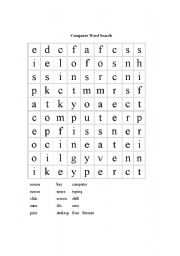 Computer Word Search Worksheets