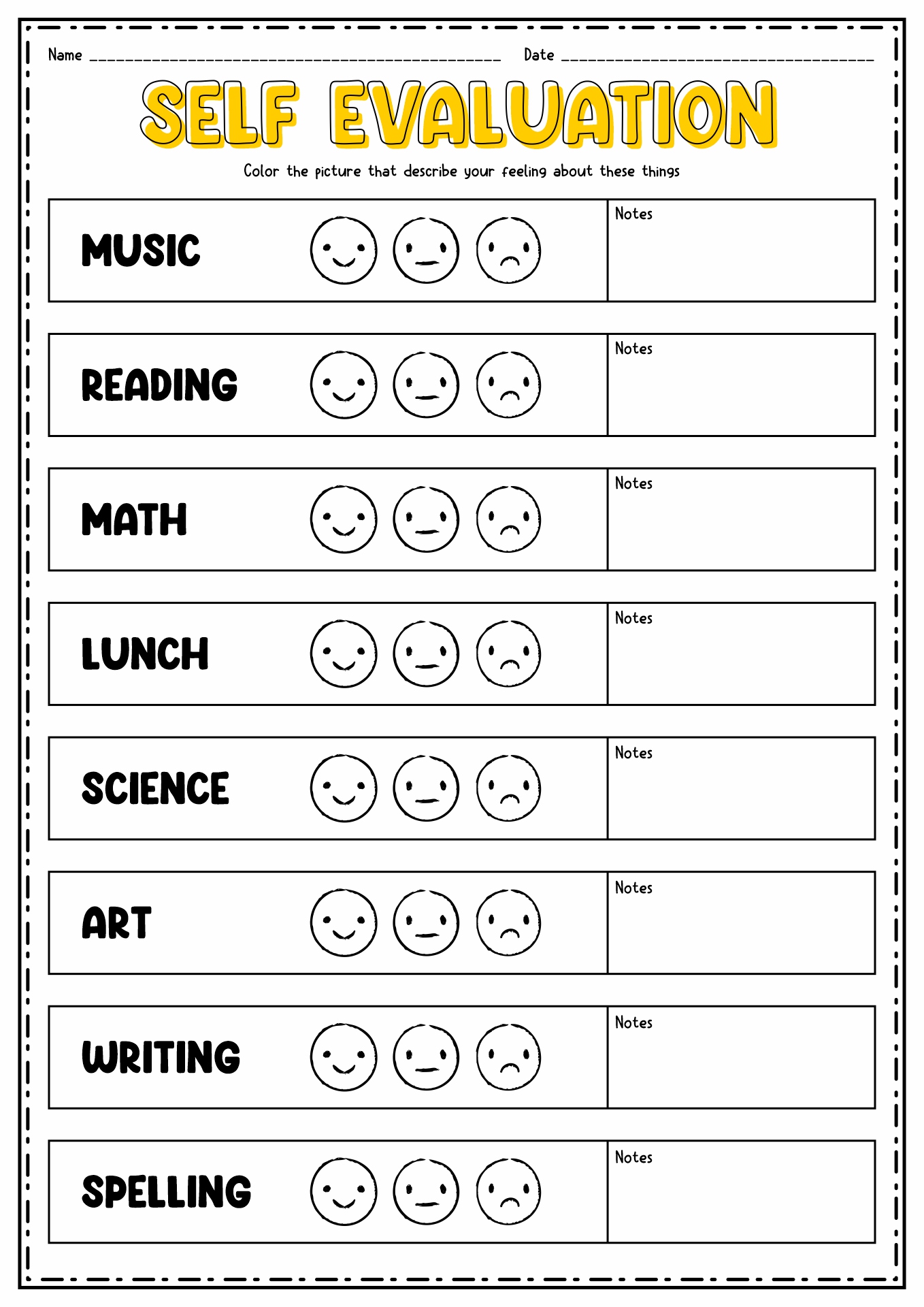 Conferences Parent Teacher Student Self-Evaluation Sheets