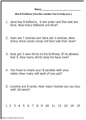 First Grade Math Word Problems