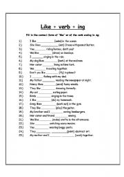 ING Verb Ending Worksheet