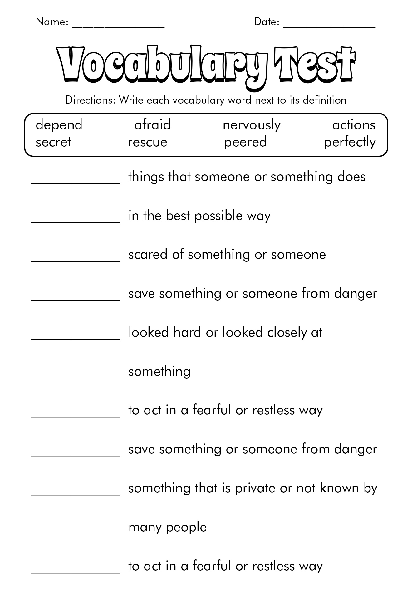 15 Vocabulary Matching Worksheet Template Free PDF At Worksheeto