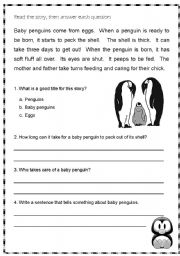 Penguin Comprehension Worksheet