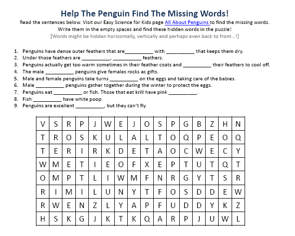 Penguin Science Worksheets