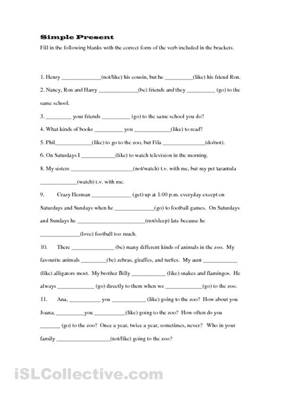 Simple Present Worksheets