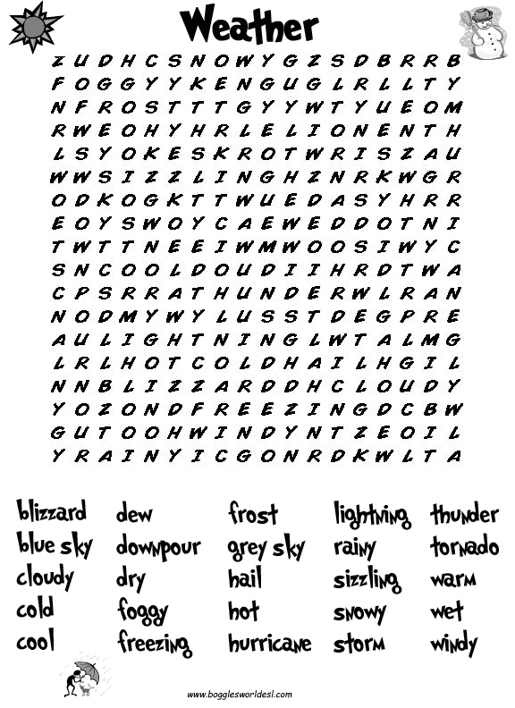 Weather Word Search Puzzle