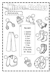 Winter Clothes Printable Worksheets