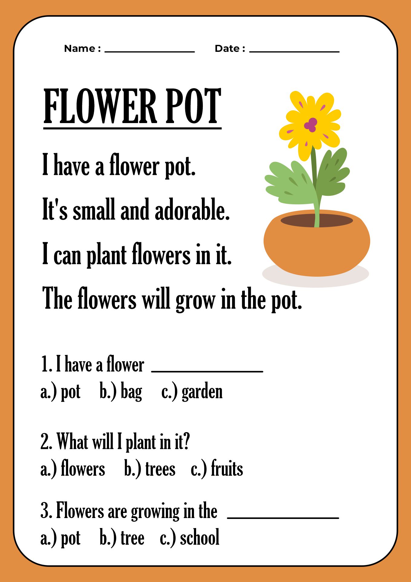 2nd Grade Reading Comprehension and Plants