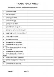 All About Me Worksheet