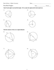 Central and Inscribed Angles Worksheet Answers