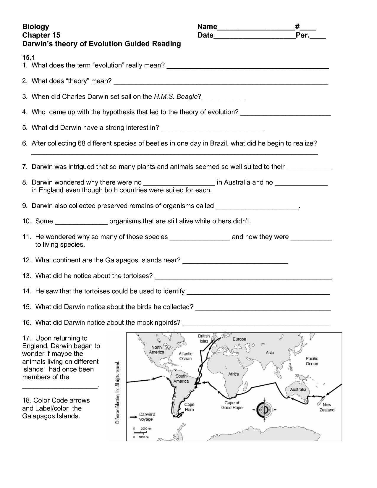 17 Theory Of Evolution Worksheets Worksheeto