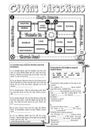 Giving Directions Worksheet