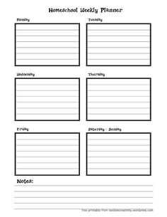 Homeschool Weekly Planner Page