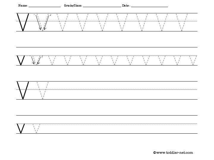 Letter V Tracing Worksheet