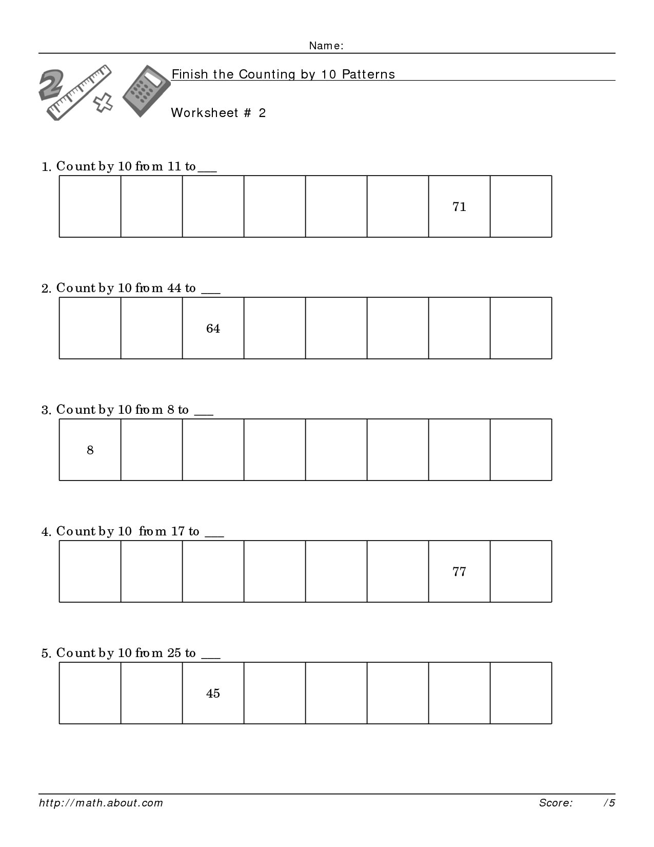 Counting By Tens Worksheet