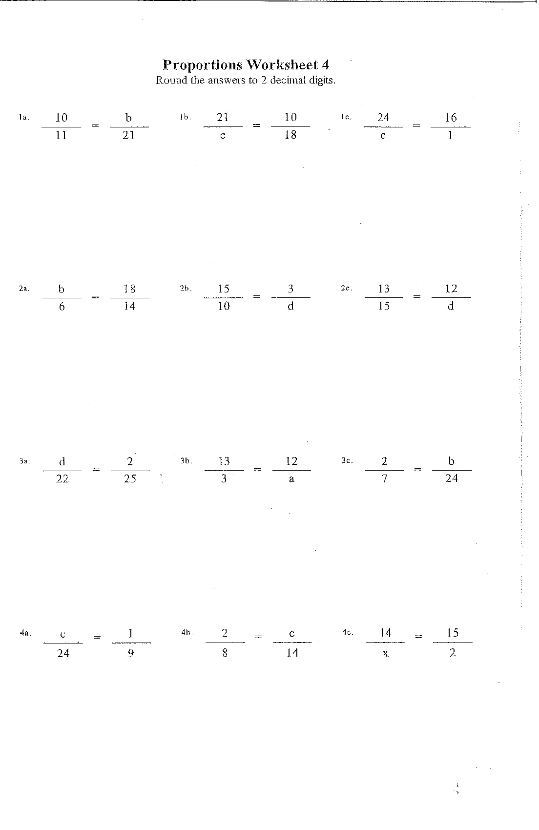 Percent Proportion Worksheets