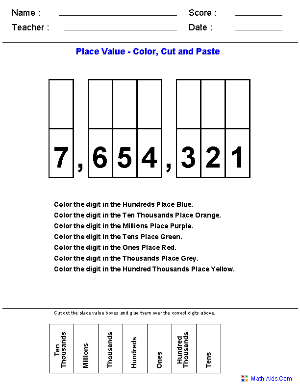 Place Value Worksheets