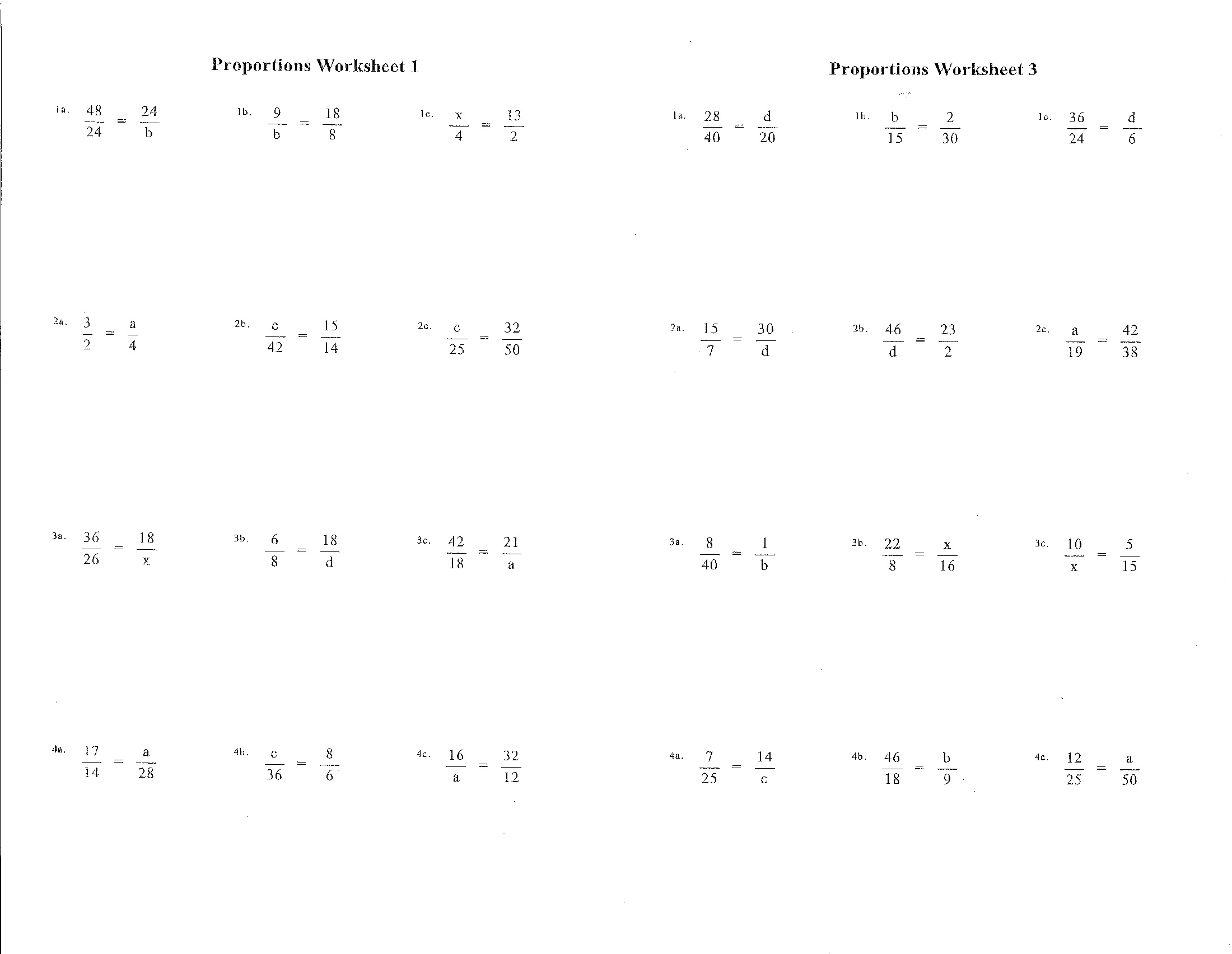 Proportions Worksheets 7th Grade