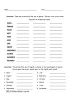 Spanish Months Worksheet