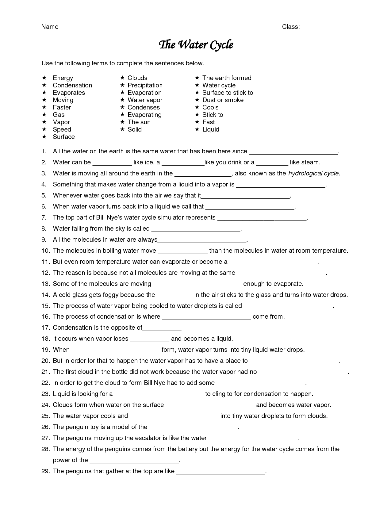 13 Water Cycle Bill Nye Worksheet Answers Worksheeto