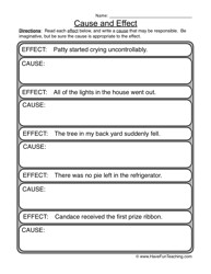 Cause and Effect Worksheets Grade 2