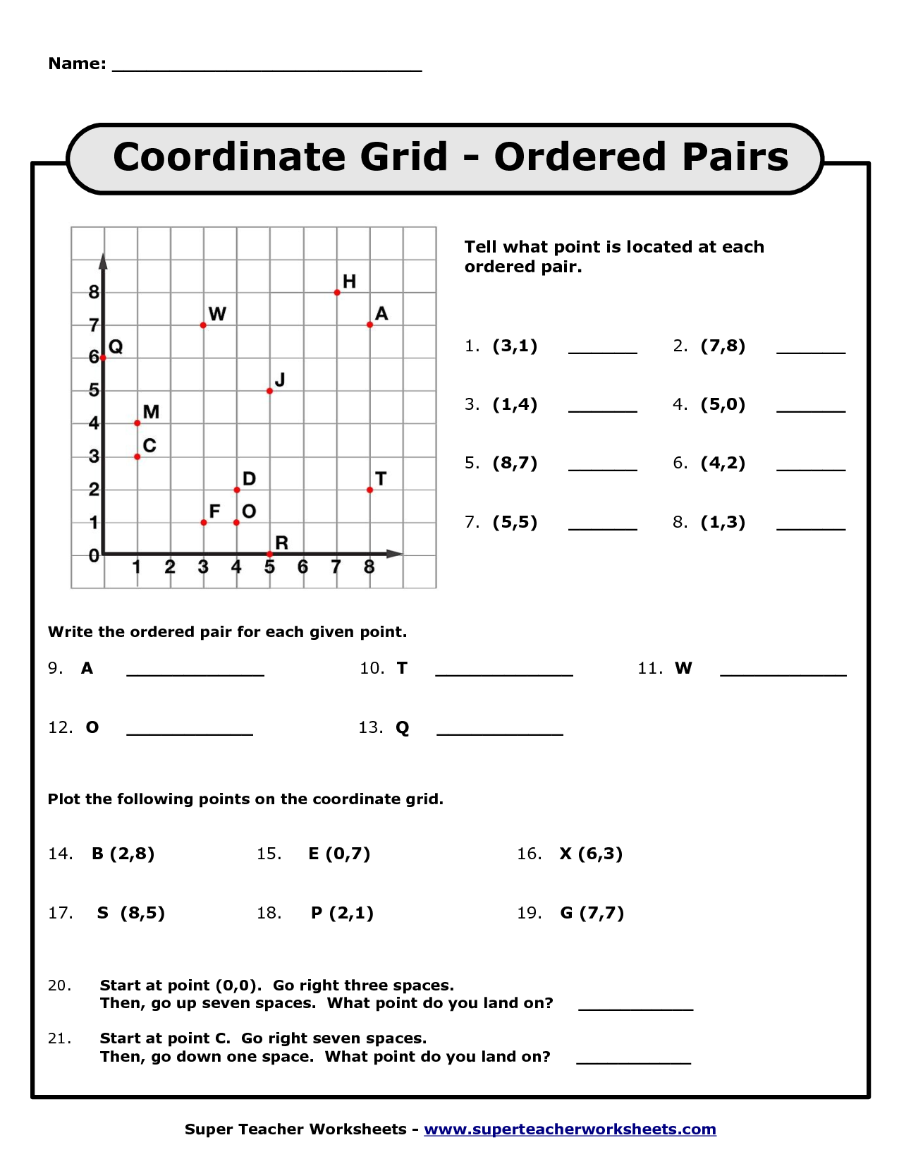 9 Coordinate Pairs Graphing Worksheets Worksheeto