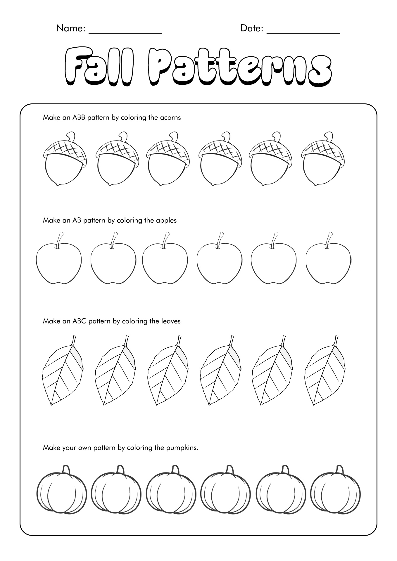 Fall Worksheets For Kids Printable