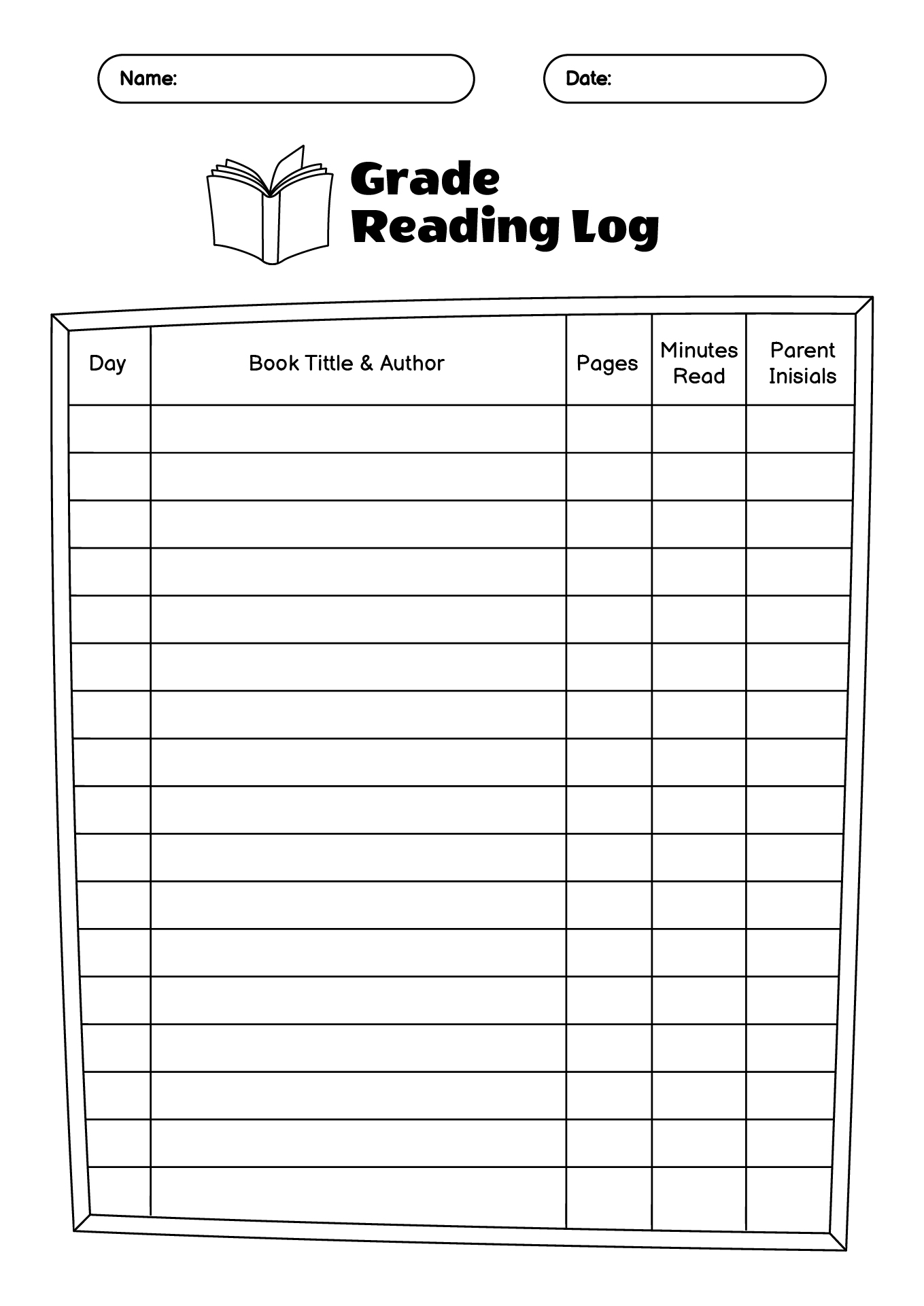 First Grade Reading Journal