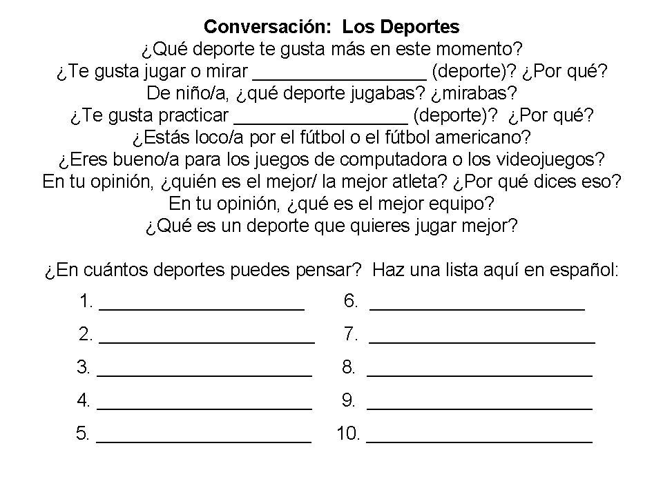 18 Spanish Sports Vocabulary Word Worksheet Worksheeto