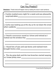 Making Predictions Worksheets