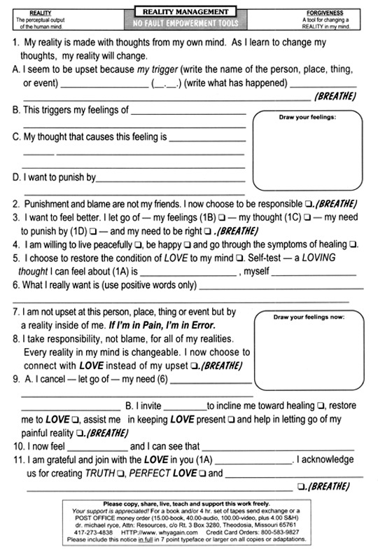 Printable Codependency Worksheets