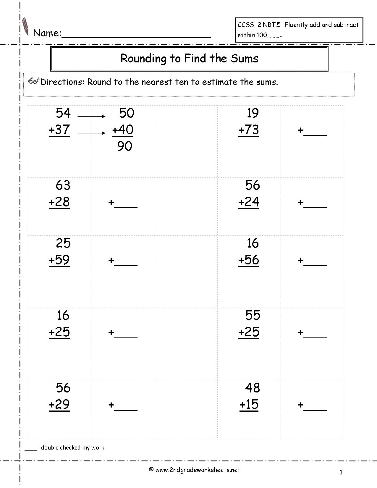 Rounding Addition Worksheets