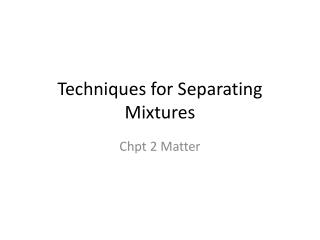 Separating Mixtures Worksheet