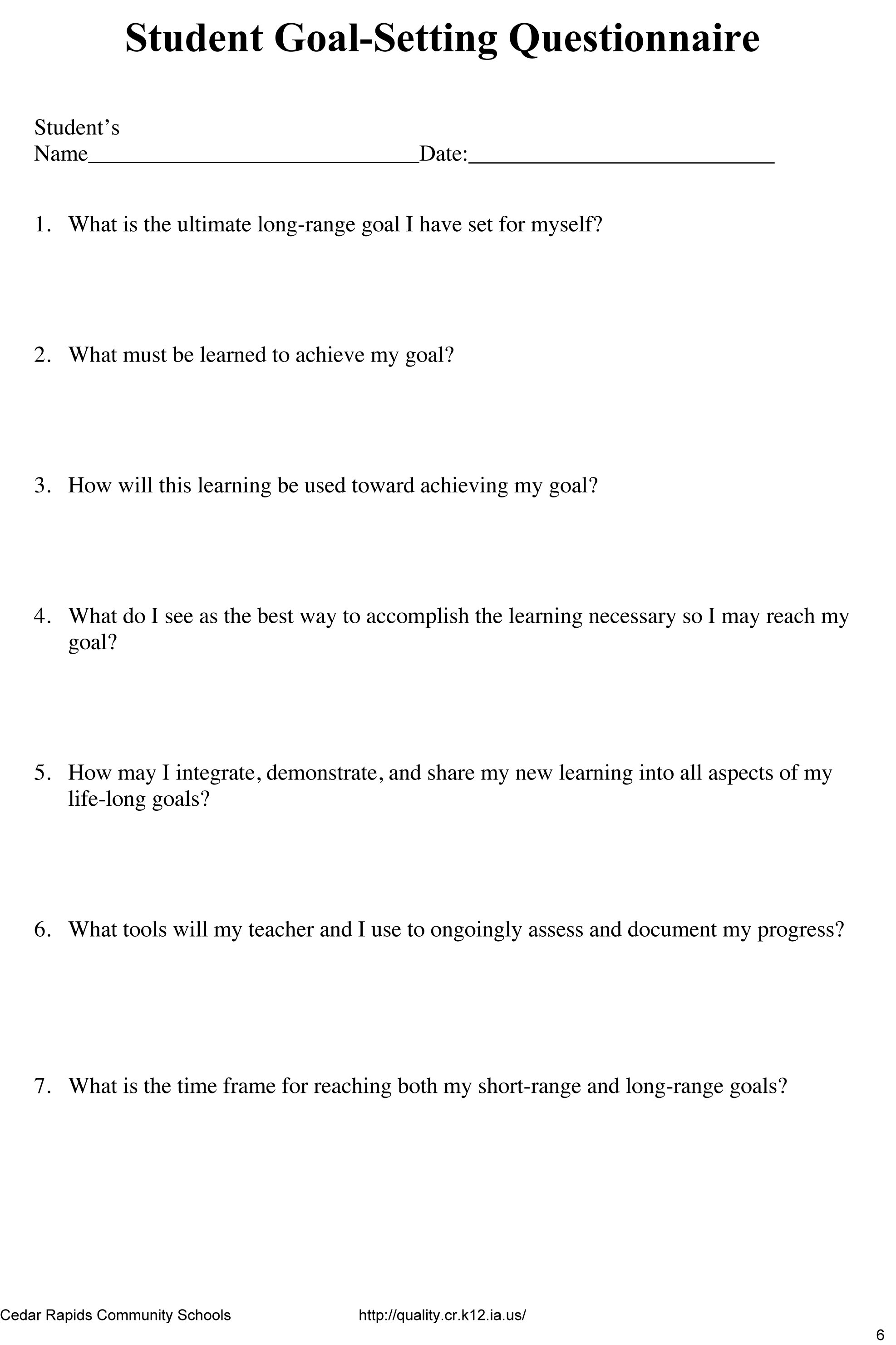 Smart Goal Setting Template