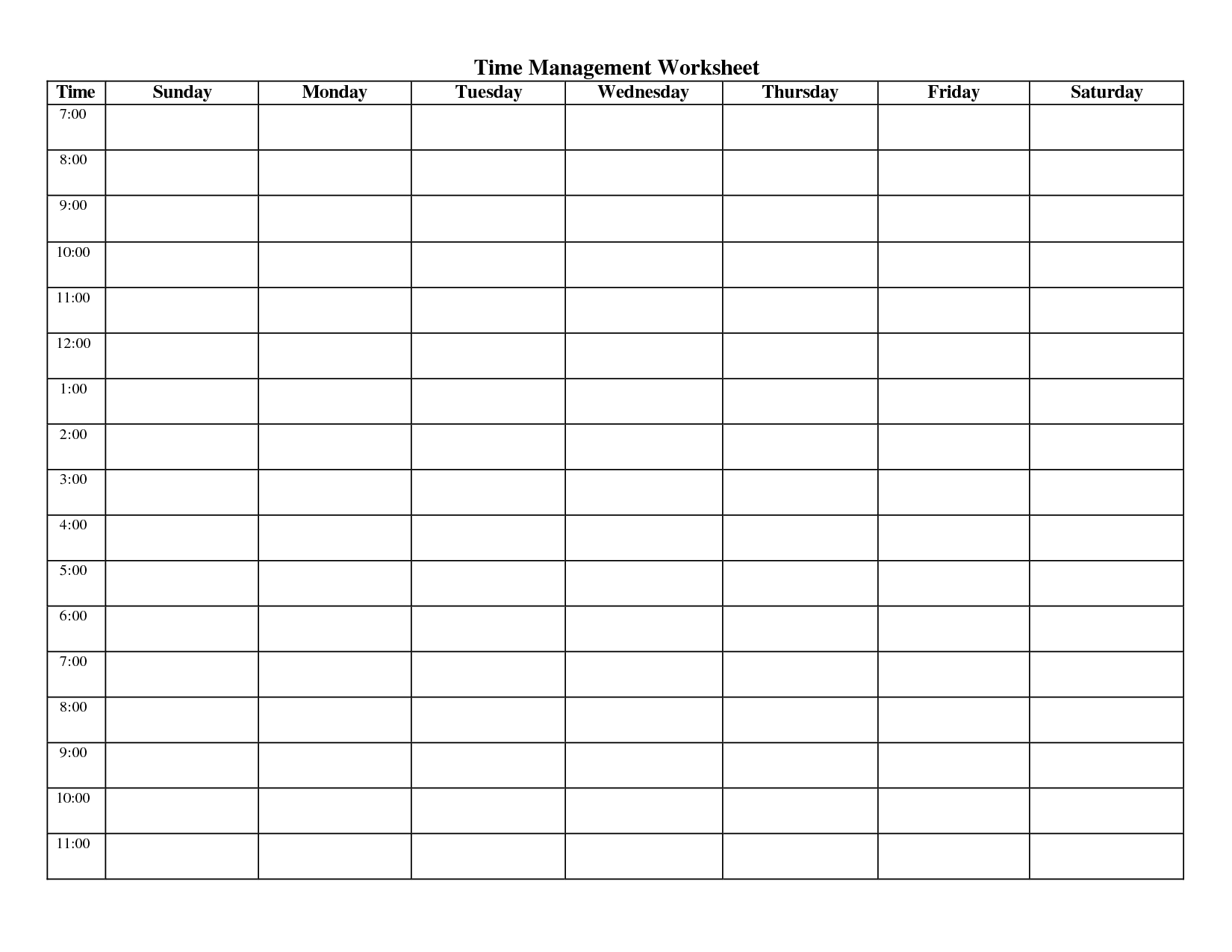 Time Management Weekly Schedule Template PDF