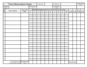 Time Observation Sheet Template