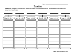 Timeline Worksheets