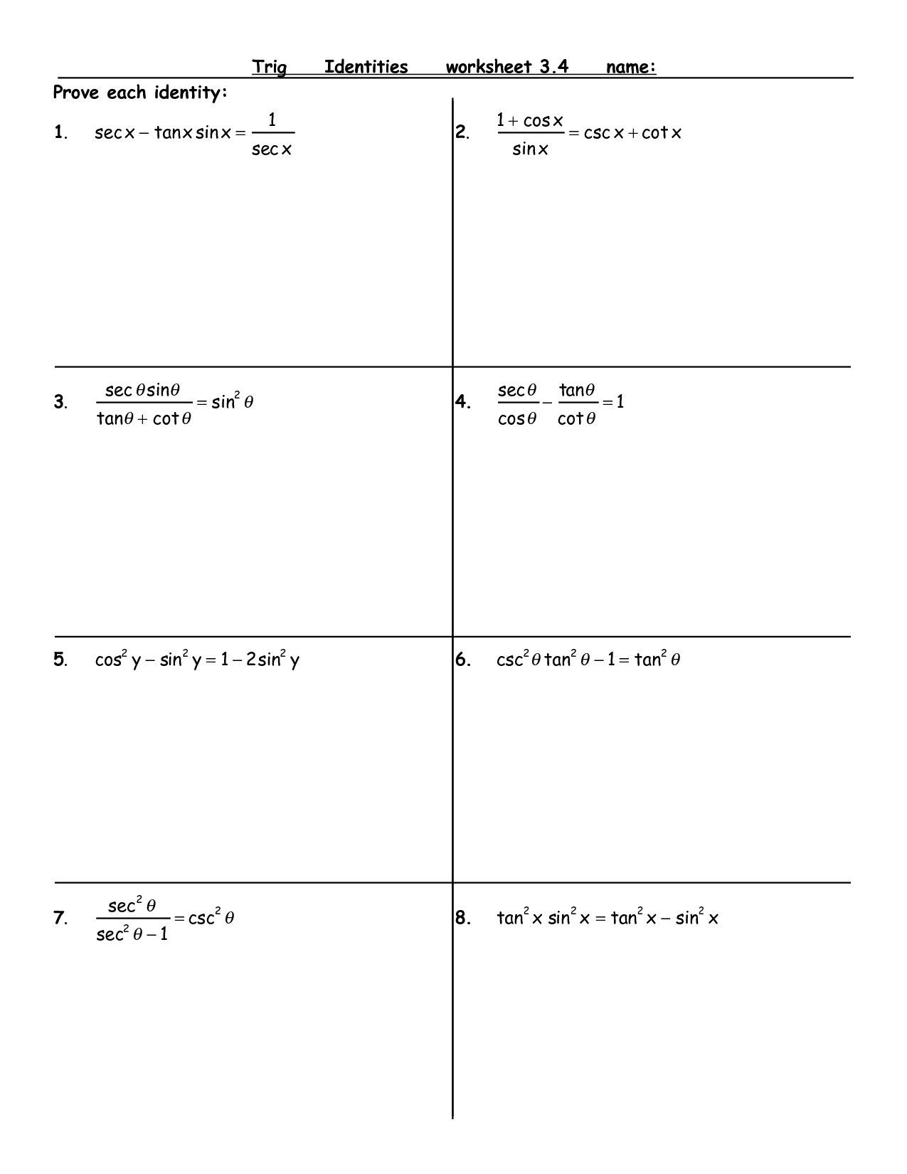 14 Trigonometry Trig Worksheets Worksheeto