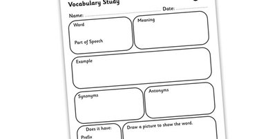 Vocabulary Word Study Worksheet