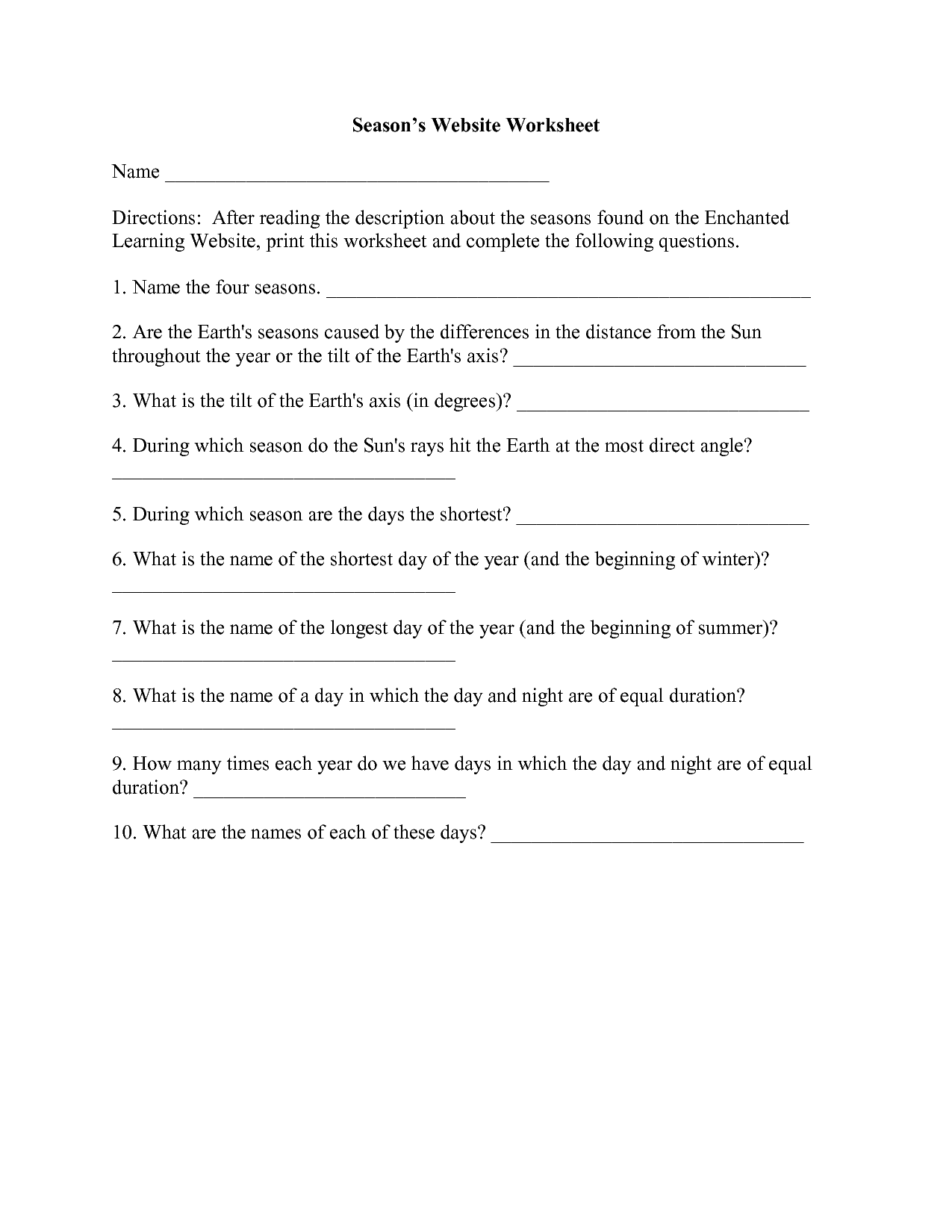 Earth Day and Night Worksheets